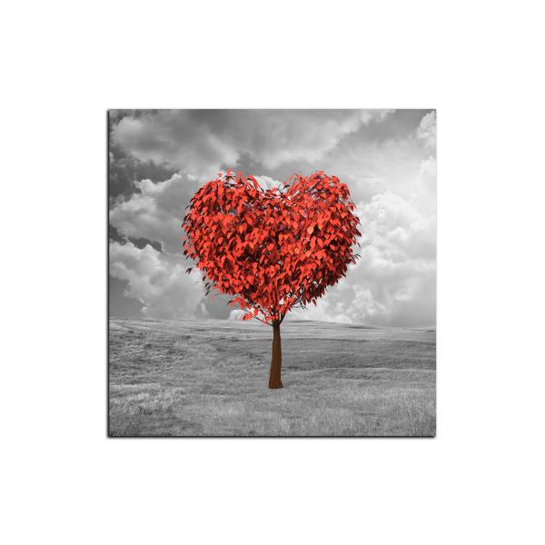 Obraz na plátně - Srdce ve tvaru stromu - čtverec